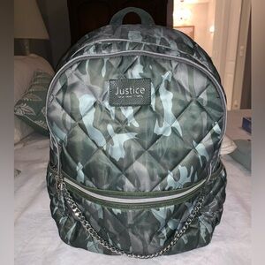Justice book bag backpack absolutely like new! camouflage